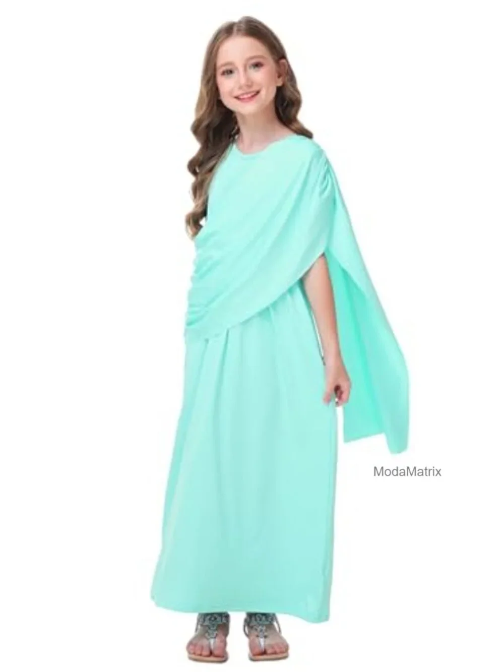 Girls One-Shoulder Drape Dress Polyester Spandex, Sleeveless, Party & Holiday